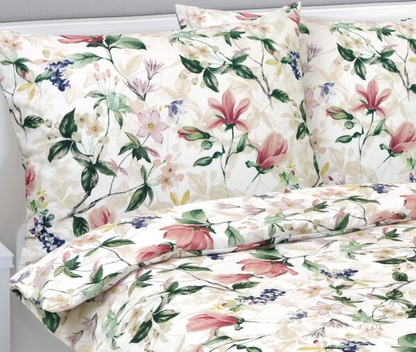 Bellatex Povlečení bavlněné 140x200, 70x90 cm Magnolie růžová, zelená