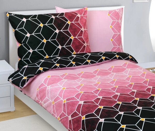 Bellatex Povlečení bavlněné 140x200, 70x90 cm Plástev růžová