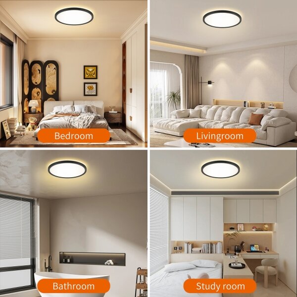 Brilagi - LED Koupelnové svítidlo ULTRA SLIM LED/24W/230V pr. 42 cm černá IP54