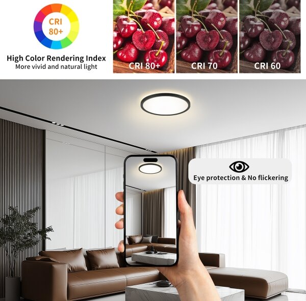 Brilagi - LED Koupelnové svítidlo ULTRA SLIM LED/24W/230V pr. 42 cm černá IP54