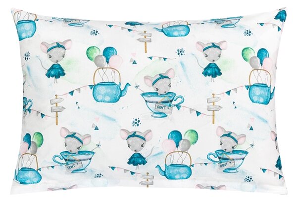 Bellatex Povláček bavlna 40x60cm na zip Myška v hrnečku modrá
