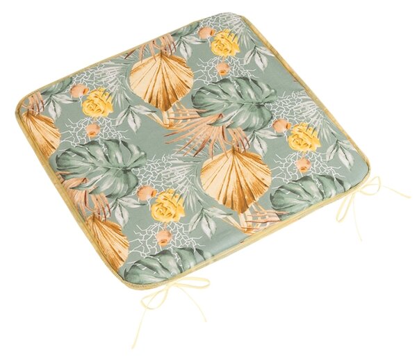 Bellatex Sedák Adéla hladký 40x40 cm Monstera, růže žlutá, šedí, béžová