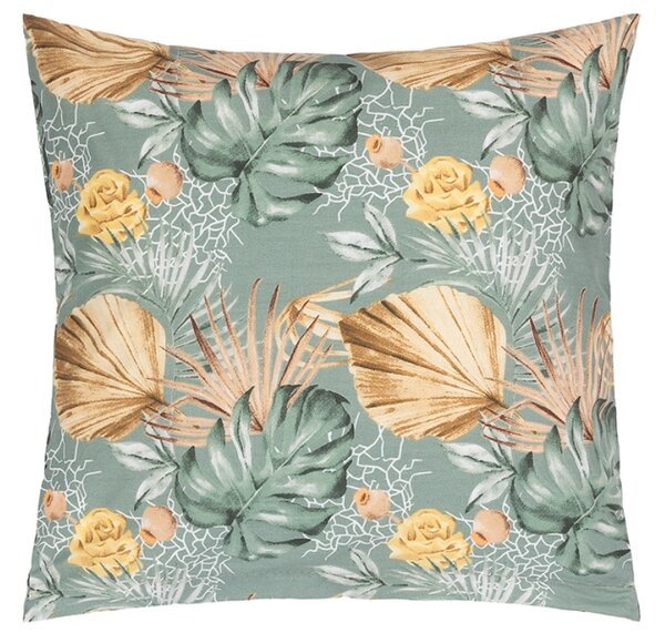 Bellatex Polštářek ADÉLA 40x40 cm Monstera, růže žlutá, šedí, béžová