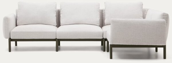 Kave Home Zahradní rohová pohovka Sorells 292 cm se zelenou podnoží, levá/pravá