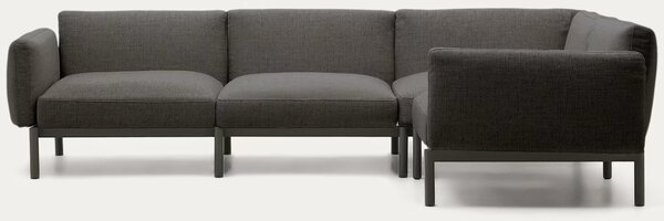 Kave Home Zahradní rohová pohovka Sorells 292 cm se šedou podnoží, levá/pravá