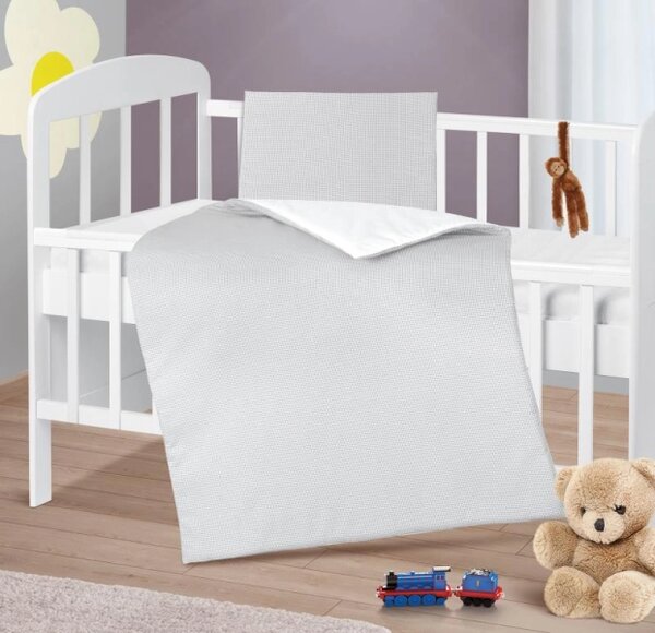 Bellatex Peřinka a polštářek pro kojence 75x100 cm , 42x32 cm Kostička šedá, bílá