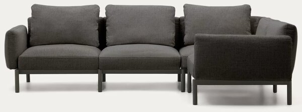 Kave Home Zahradní rohová pohovka Sorells 292 cm se šedou podnoží, levá/pravá