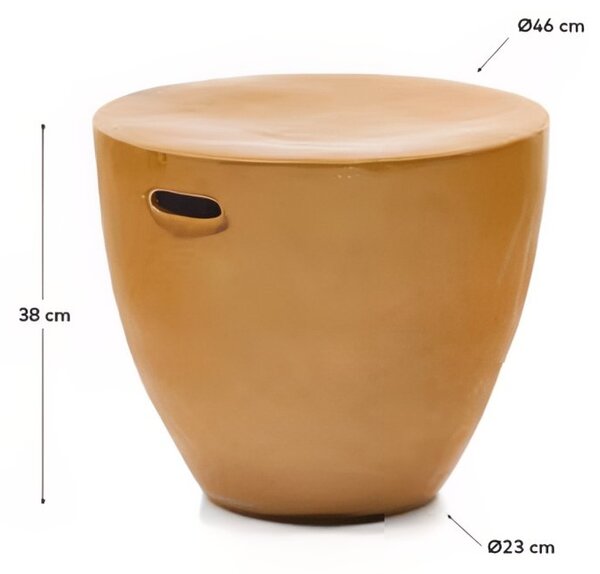 Kave Home Hořčicově žlutý zahradní stolek Mesquida 46 cm