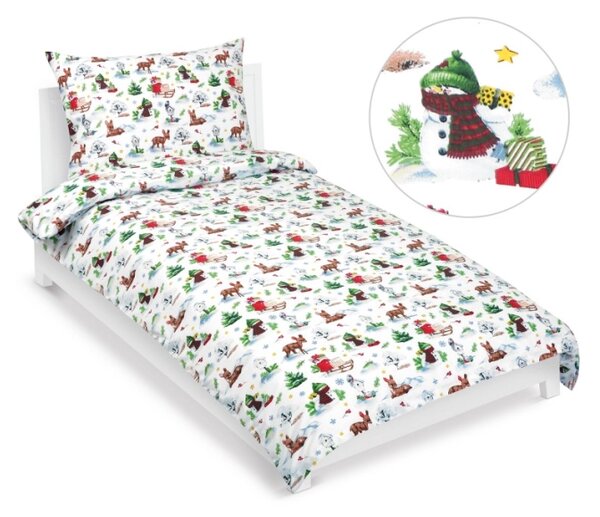 Bellatex Povlečení bavlněné Vánoce 140x200, 70x90 cm Bílá,Zelená,Červená