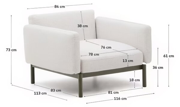 Kave Home Zahradní křeslo Sorells se zelenou podnoží