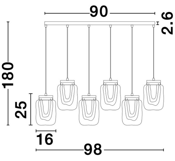 -25 % Dny MOMENTI– Zlaté skleněné závěsné LED světlo Grani 98 cm