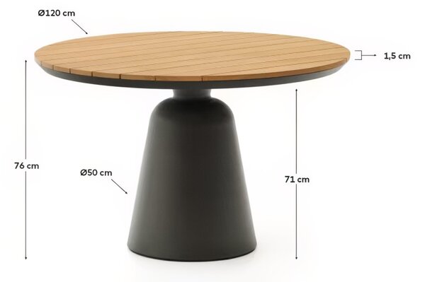 Teakový zahradní stůl Kave Home Tudons 120 cm