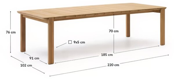 Kave Home Teakový zahradní stůl Icaro 220 x 102 cm
