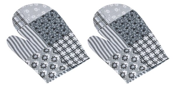 Bellatex Kuchyňská chňapka 2ks 28x18 cm Patchwork Šedá, Bílá
