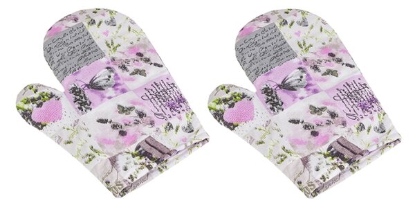 Bellatex Kuchyňská chňapka 2ks 28x18 cm Patchwork Lila, Šedá, Bílá