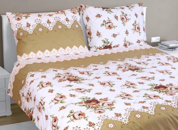 Bellatex Povlečení bavlna na dvoudeku Růže hnědá rozměr 1ks 200x200, 2ks 70x90 cm