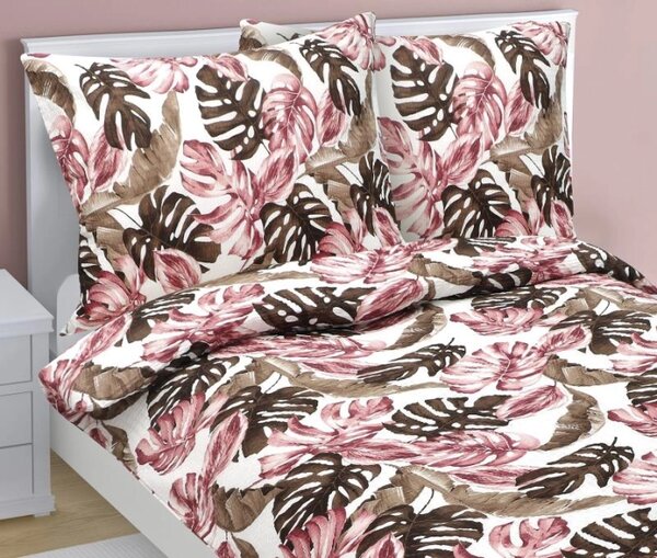 Bellatex Povlečení krepové Monstera růžová rozměr 140x200, 70x90 cm