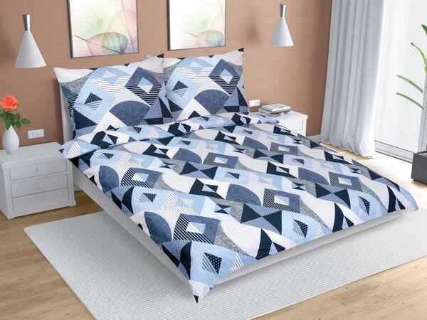 Bellatex Povlečení bavlna na dvoudeku Geometrie modrá rozměr 1ks 180x200, 2ks 70x90 cm