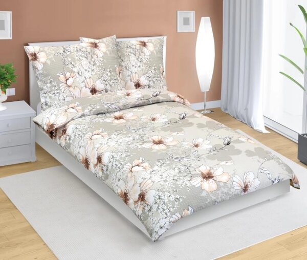 Bellatex Povlečení krepové Ibišek kávová rozměr 140x200, 70x90 cm