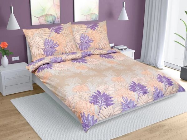 Bellatex Povlečení bavlna na dvoudeku Kapradí fialová rozměr 1ks 180x200, 2ks 70x90 cm