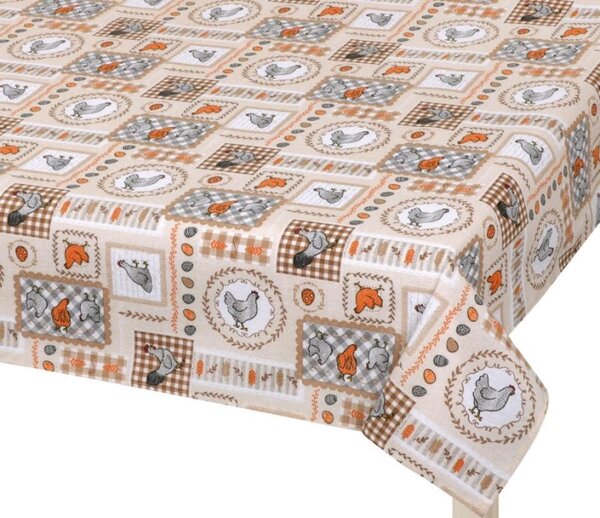 Bellatex Ubrus Velikonoce Slepička béžová, šedá, oranžová, rozměr 50x50 cm