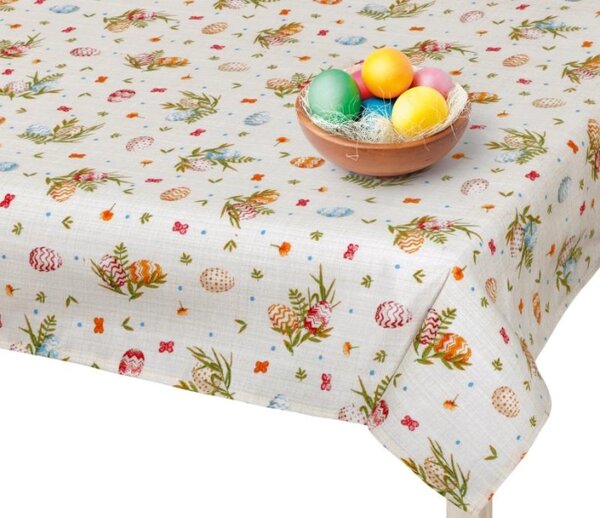 Bellatex Ubrus Velikonoce Vajíčko béžová, zelená , červená, rozměr 50x50 cm
