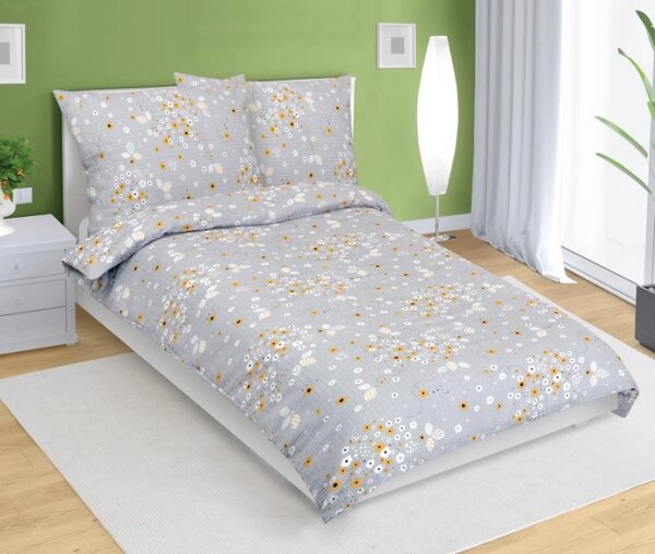 Bellatex Povlečení krepové Kytička šedá rozměr 140x200, 70x90 cm