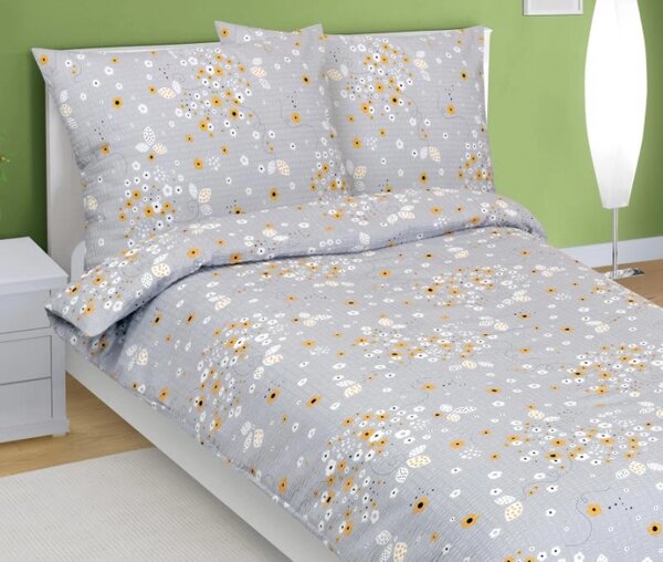 Bellatex Povlečení krepové Kytička šedá rozměr 140x200, 70x90 cm