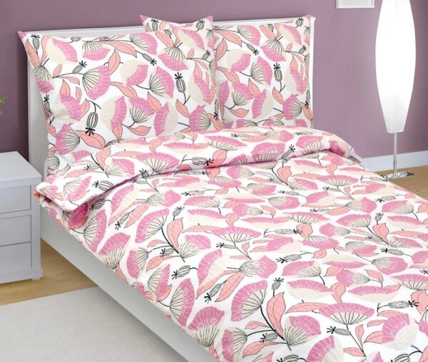 Bellatex Povlečení krepové Vějíř růžová rozměr 140x200, 70x90 cm