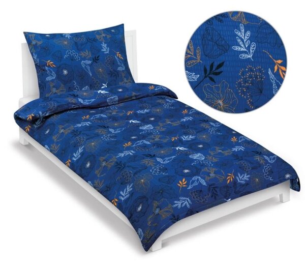 Bellatex Povlečení krepové Louka modrá tmavá rozměr 140x200, 70x90 cm