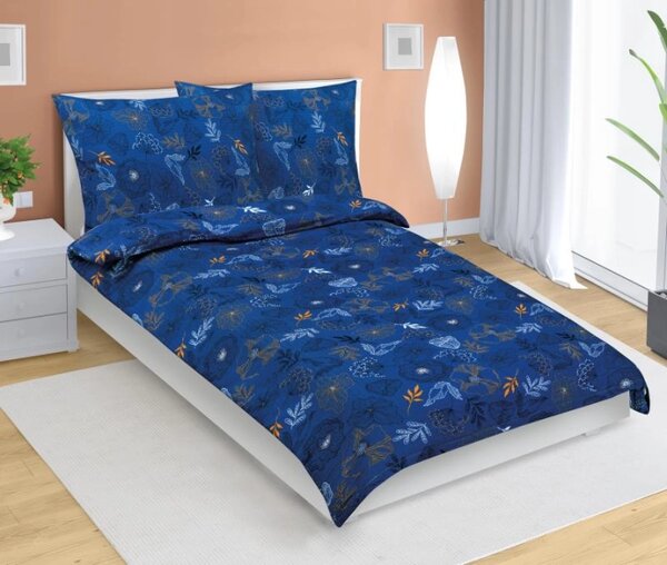 Bellatex Povlečení krepové Louka modrá tmavá rozměr 140x200, 70x90 cm