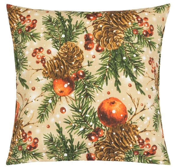 Bellatex Povláček Vánoce Šišky a jablka vánoční, rozměr 40x40 cm