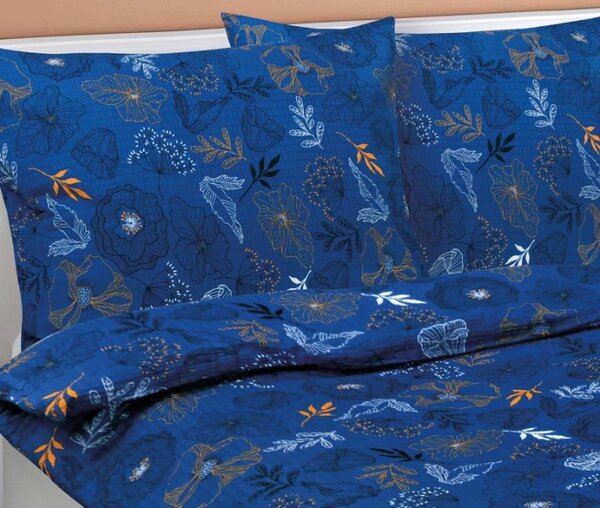Bellatex Povlečení krepové Louka modrá tmavá rozměr 140x200, 70x90 cm