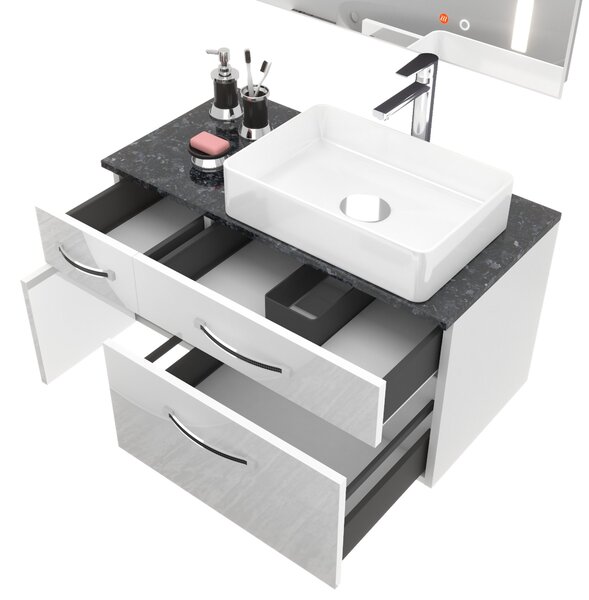 Koupelnový nábytek Belini Premium Full Version bílý lesk Euphoria EUP P 90L/0/W/W/0/BK/MB