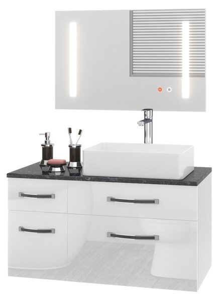 Koupelnový nábytek Belini Premium Full Version bílý lesk Euphoria EUP P 90L/0/W/W/0/BK/MB