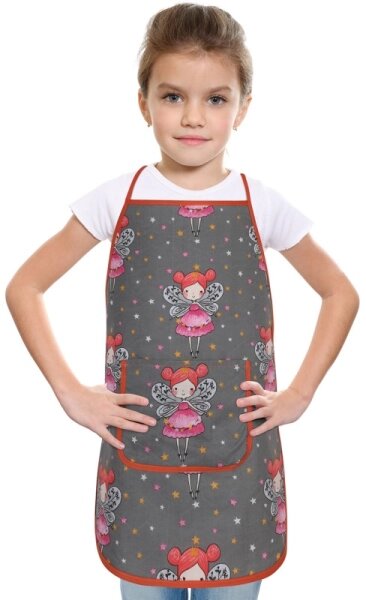 Bellatex Dětská zástěrka Víla šedá, růžová, rozměr 37 x 47 cm, pro děti ve věku 3 - 5 let