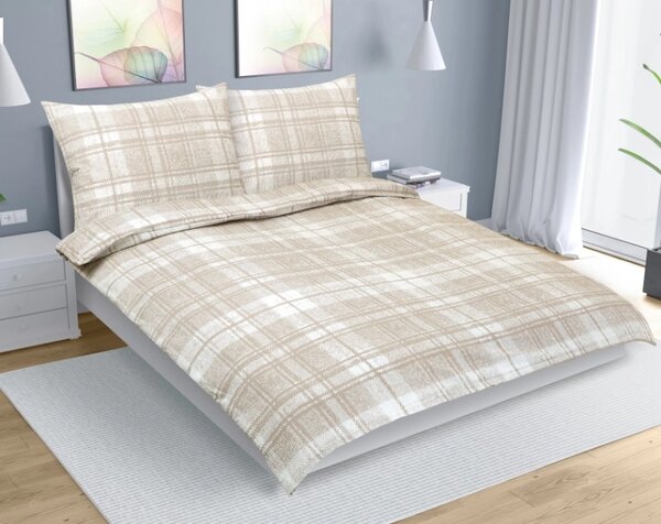 Bellatex Povlečení krep na dvoudeku Béžová,Bílá rozměr 1ks 180x200, 2ks 70x90 cm