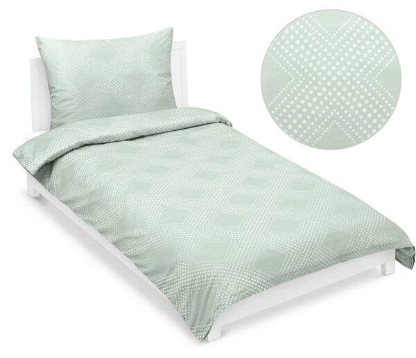 Bellatex Povlečení bavlněný satén Linie Bílá,Mentolová rozměr 140x200, 70x90 cm
