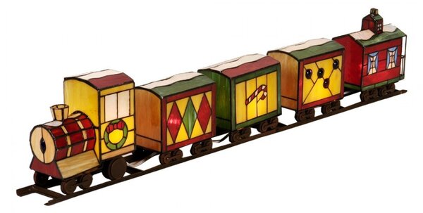 Stolní barevná Tiffany lampa Train - 100*9*20 cm E14/max 5*7W - Clayre & Eef
