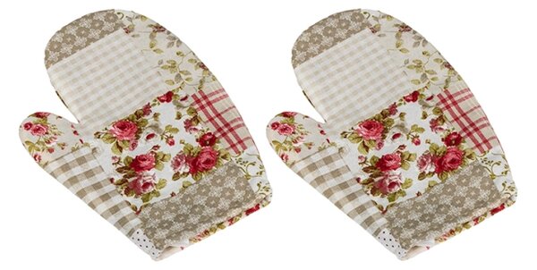 Bellatex Kuchyňská chňapka 2ks 28x18 cm Patchwork Růžová,Zelená,Béžová