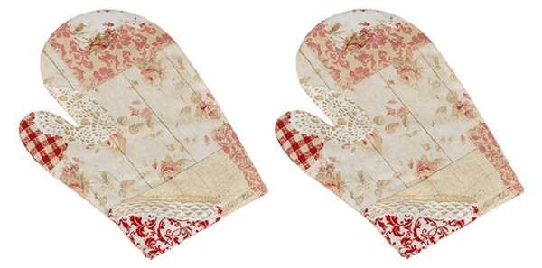 Bellatex Kuchyňská chňapka 2ks 28x18 cm Patchwork Růžová,Béžová