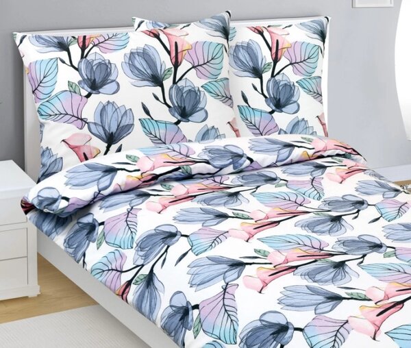 Bellatex Povlečení flanelové Louka Modrá,Fialová,Růžová rozměr 140x200, 70x90 cm