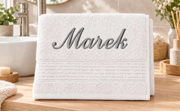 Bellatex Froté ručník proužek s výšivkou jména 50x100 cm Bílá