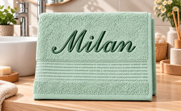 Bellatex Froté ručník proužek s výšivkou jména 50x100 cm Mintová