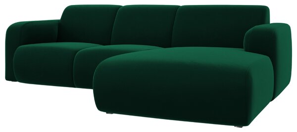 Windsor & Co Lahvově zelená sametová rohová pohovka Lola 250 cm, pravá