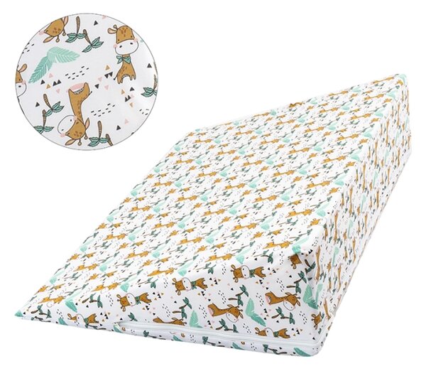 Bellatex Klínový podhlavník 80x50x20 cm Žirafa Béžová,Zelená,Bílá