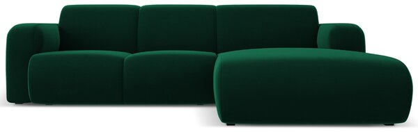 Windsor & Co Lahvově zelená sametová rohová pohovka Lola 250 cm, pravá