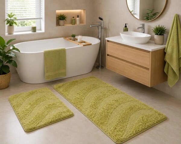Bellatex koupelnové předložky BANYSILVER bez výkroje sada 60x100, 60x50 cm Zelená