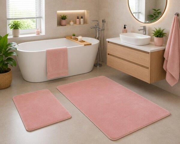 Bellatex koupelnové předložky BANYGOLD bez výkroje sada 60x100, 60x50 cm Růžová