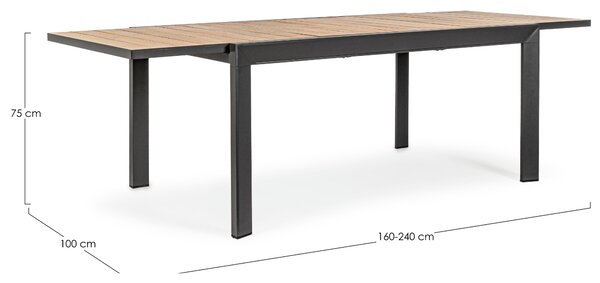 Bizzotto Černý hliníkový zahradní rozkládací stůl Belmar 160/240 x 100 cm